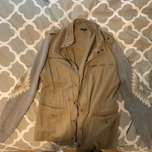 Brown longer coat with soft sleeves